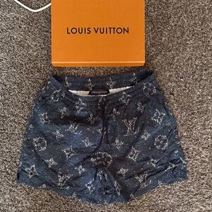Louis Vuitton Dark Navy Monogram Drawstring Swim Trunks sailboats medium
